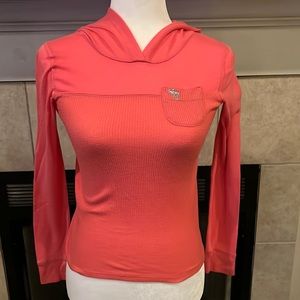 Abercrombie kids bright peach waffle weave hoodie with pocket. Size 11/12.